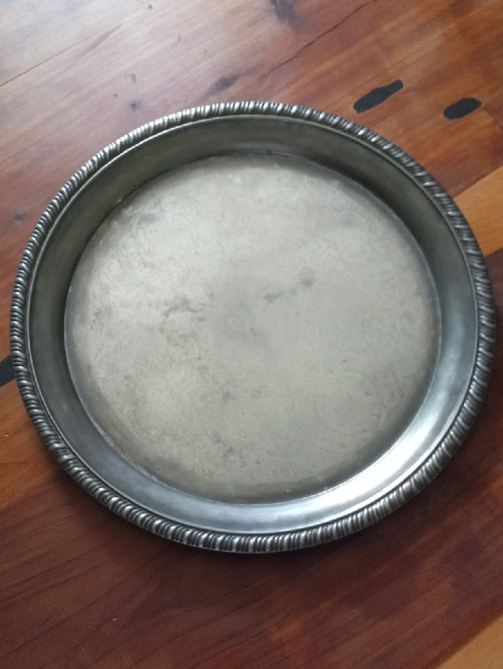 Leonard Decorative Round Silver-plated Metal Serving Tray 12"